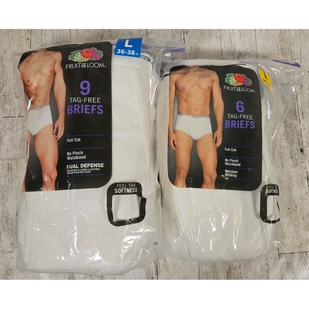 Hanes Mens Underwear Briefs LARGE 36-38 White 6 Pack + 9 Pack